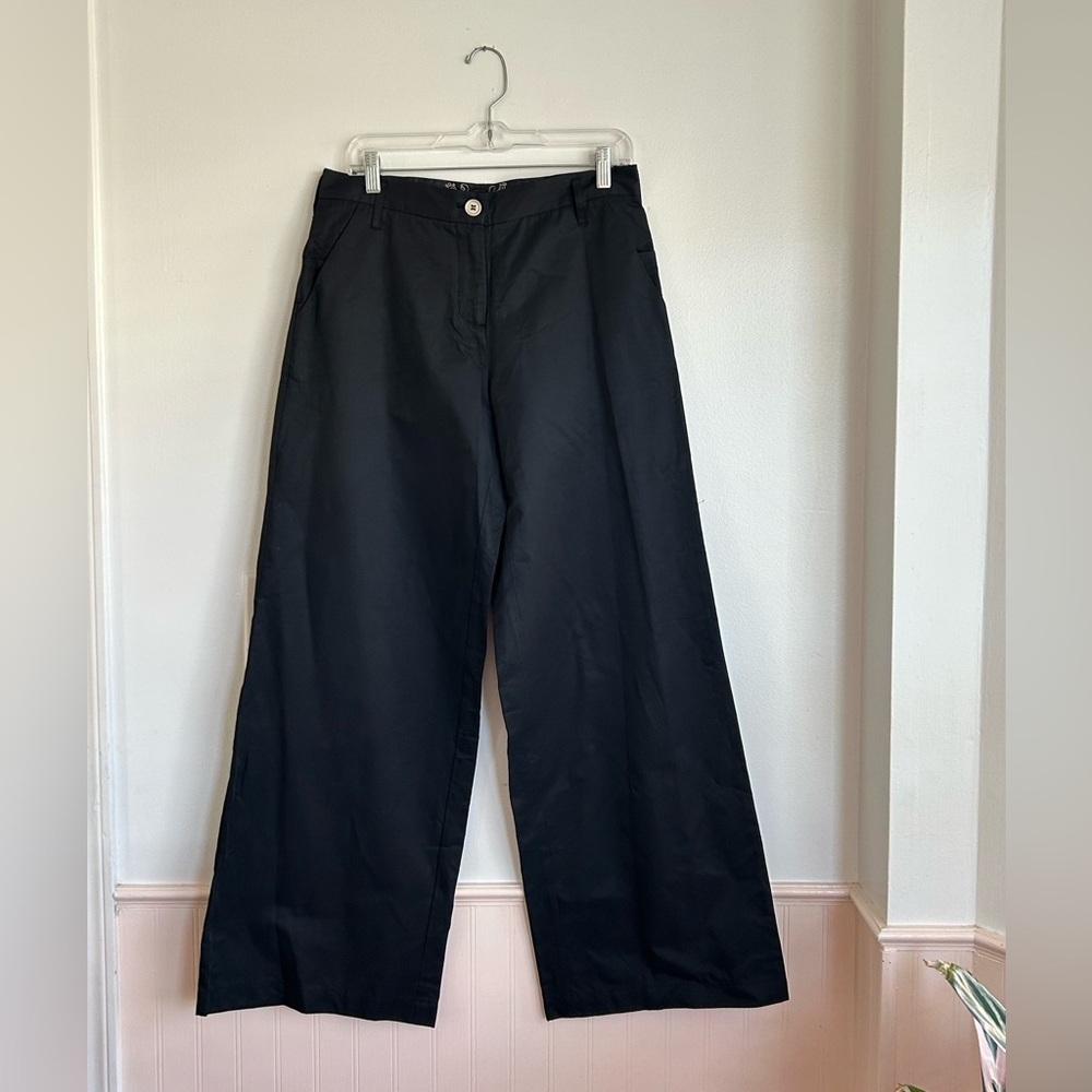 NWOT Johnny Was Pete & Greta Black Nylon Wide Leg Pants Capsule Classic - Picture 2 of 7
